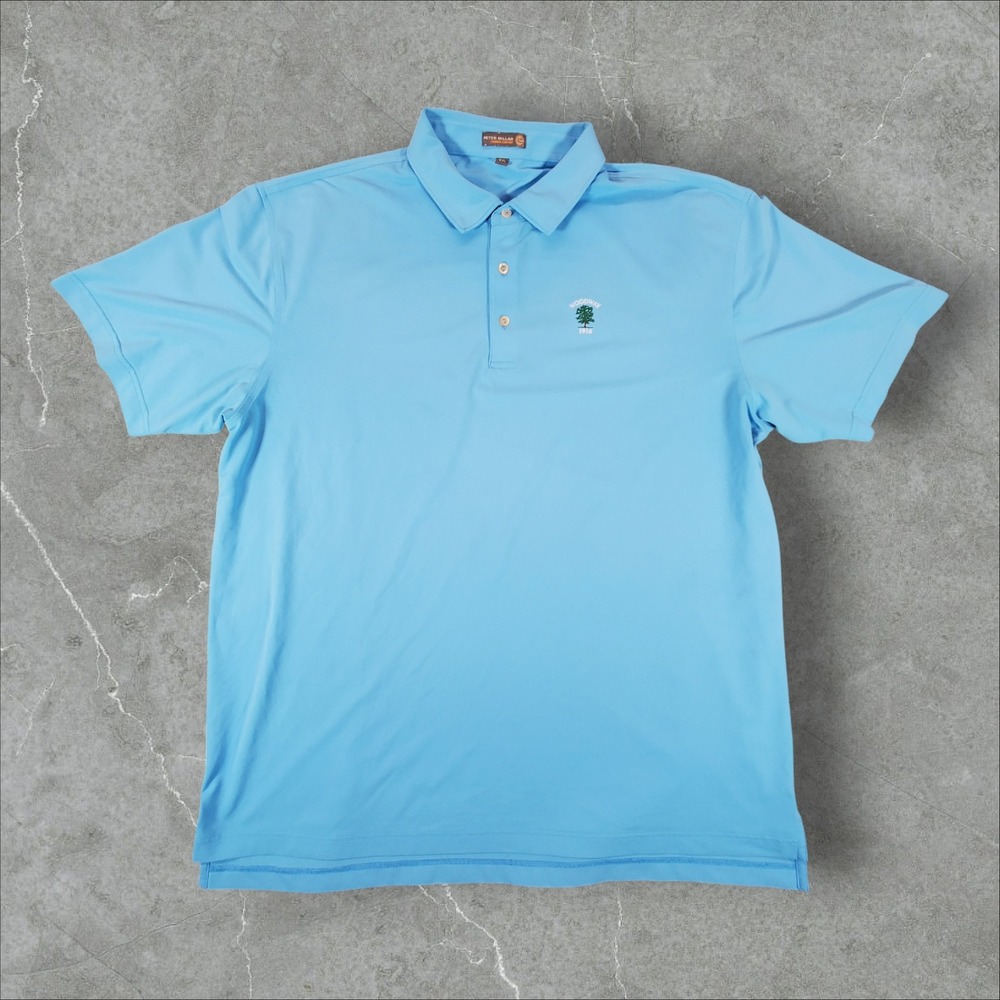Peter Millar Polo Shirt Mens XXL Blue Woodway 1916 Summer Comfort Golf Pique